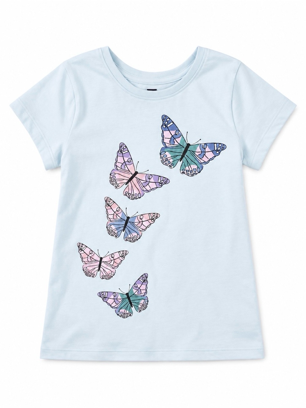 Tea Collection Butterfly Graphic Tee Shirt Size 10 Blue 100% Cotton